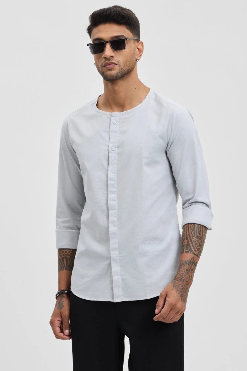 سنيتش Light Grey Slim Fit Shirt